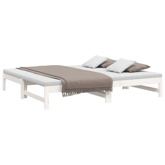 Uttrekkbar dagseng hvit 2x(75x190) cm heltre furu