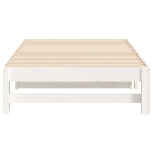 Uttrekkbar dagseng hvit 2x(75x190) cm heltre furu