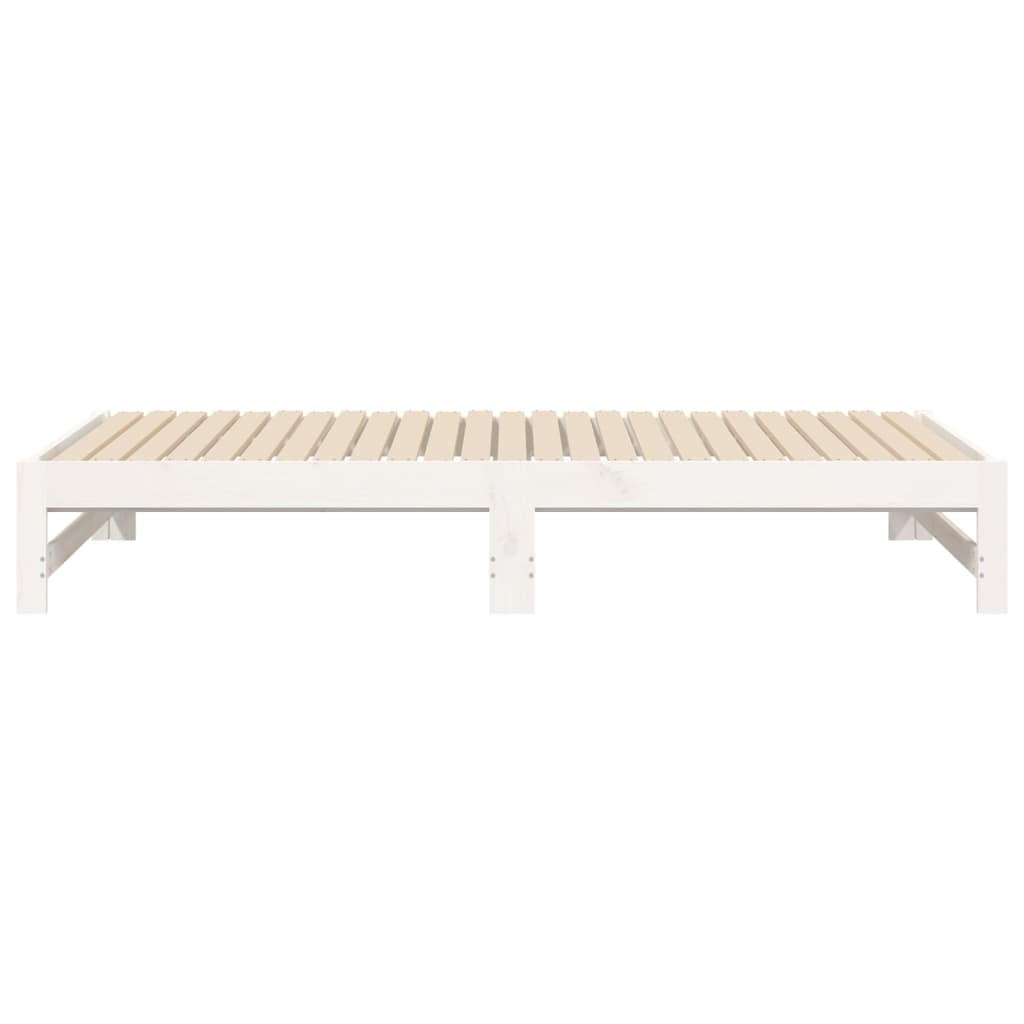 Uttrekkbar dagseng hvit 2x(75x190) cm heltre furu