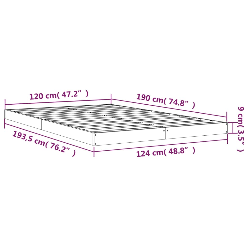 Sengeramme hvit 120x190 cm 4FT Small Double heltre furu