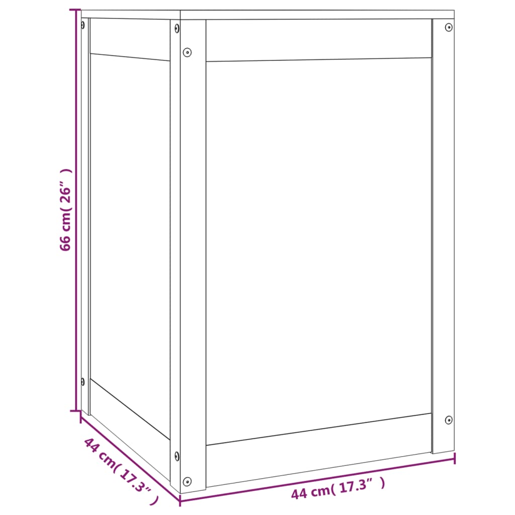 Skittentøyskurv grå 44x44x66 cm heltre furu