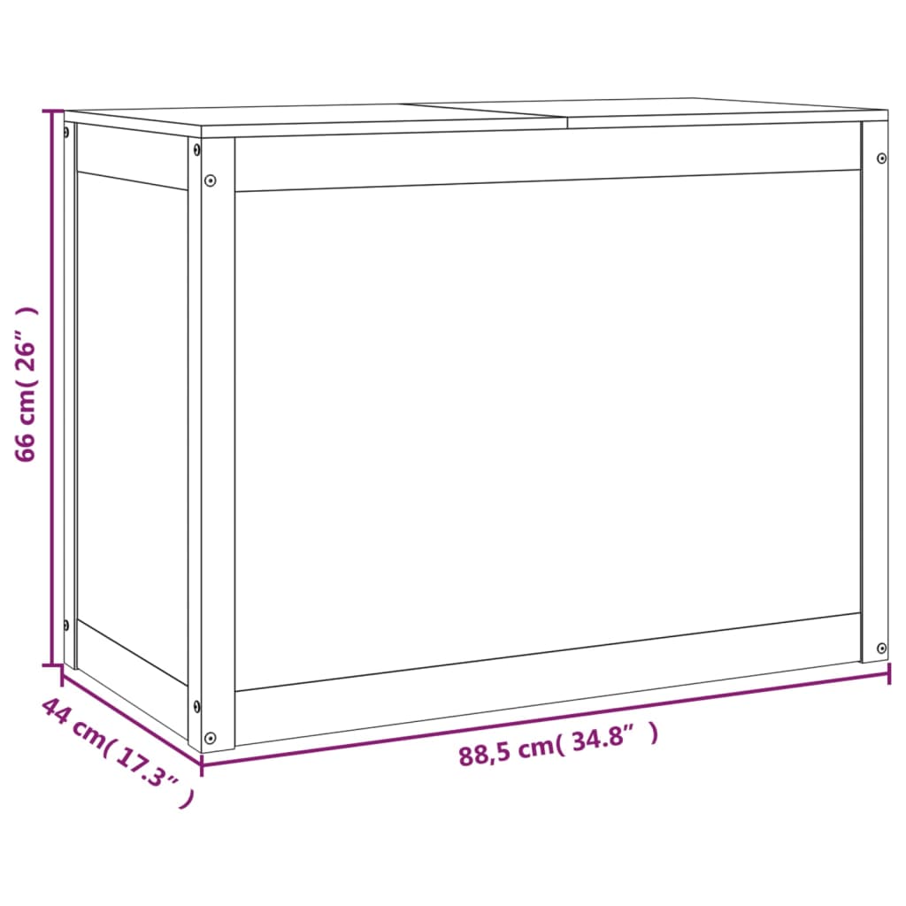 Skittentøyskurv svart 88,5x44x66 cm heltre furu