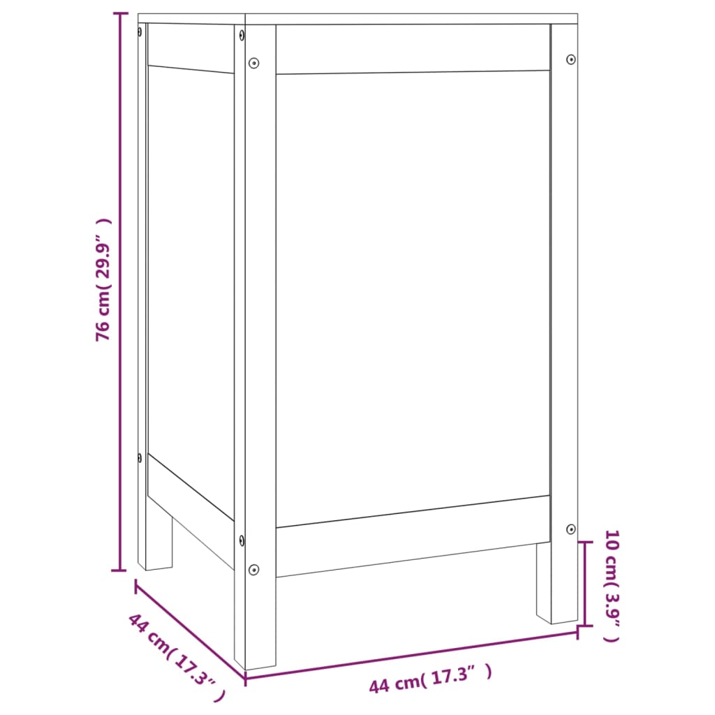 Skittentøyskurv honningbrun 44x44x76 cm heltre furu