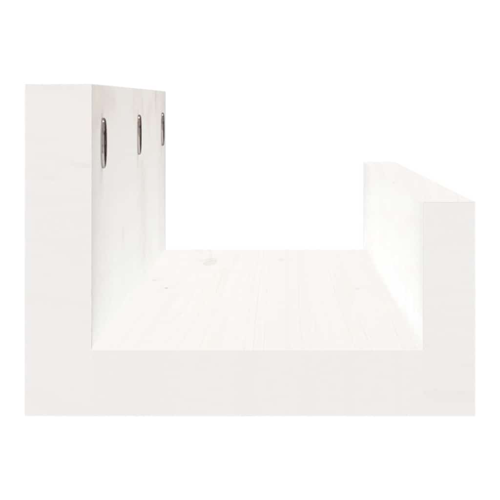 Vegghyller 2 stk hvit 50x12x9 cm heltre furu