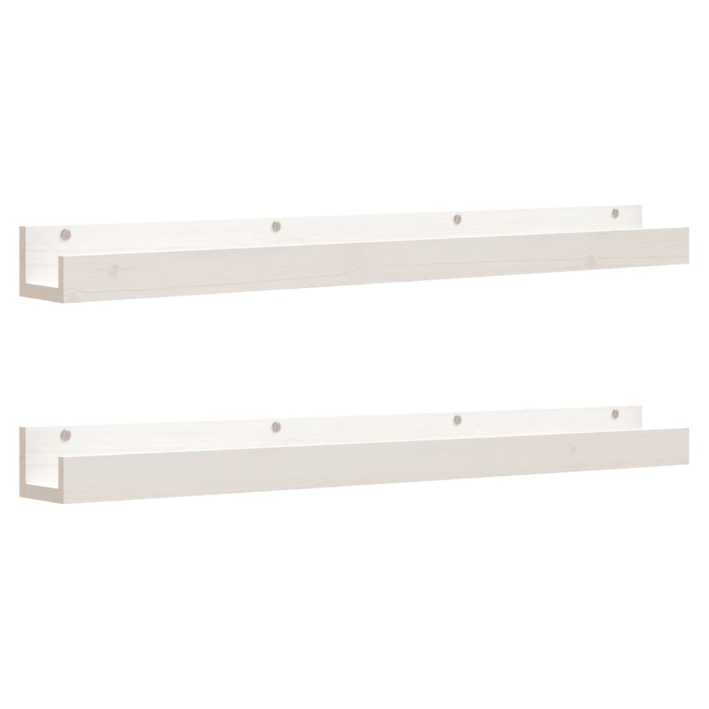 Vegghyller 2 stk hvit 110x12x9 cm heltre furu
