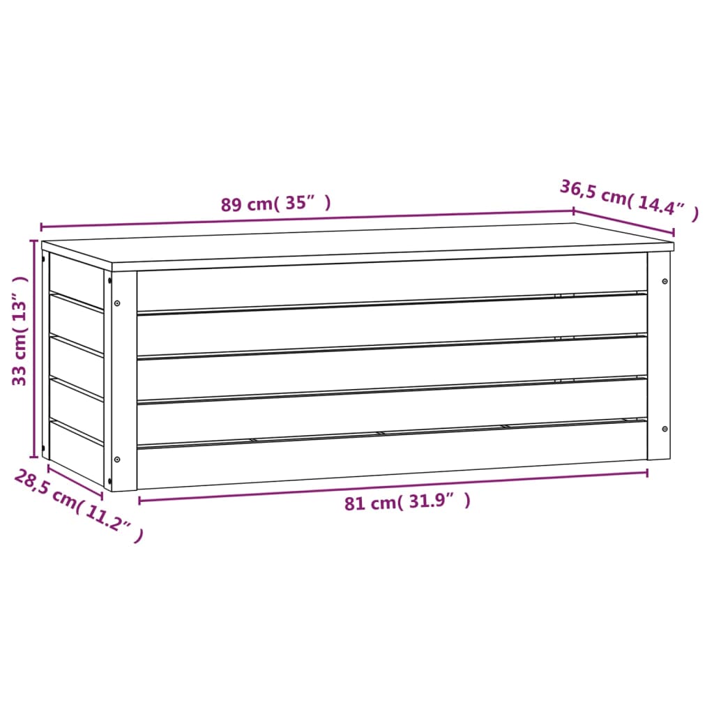 Putekasse 89x36,5x33 cm heltre furu