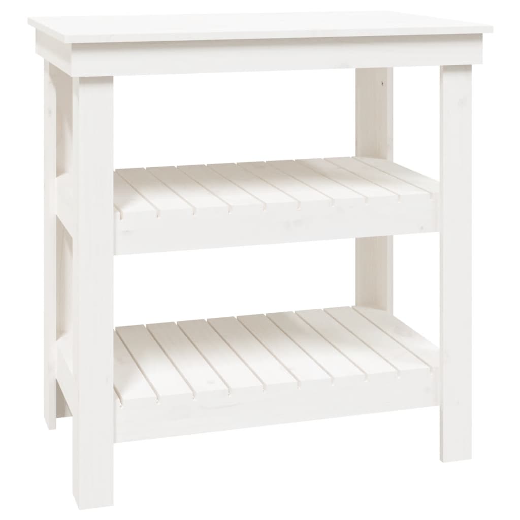 Arbeidsbenk hvit 78,5x50x80 cm heltre furu