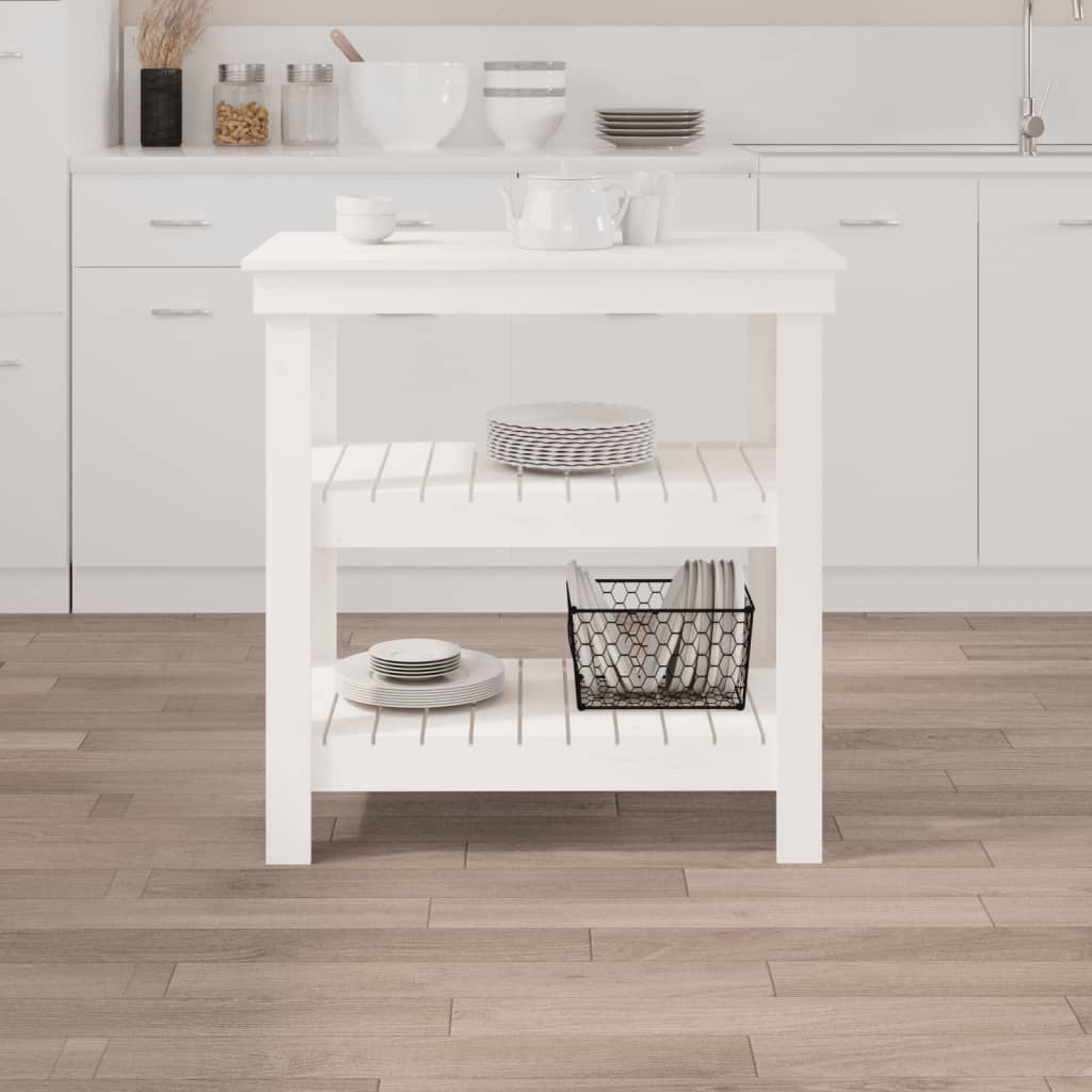 Arbeidsbenk hvit 78,5x50x80 cm heltre furu