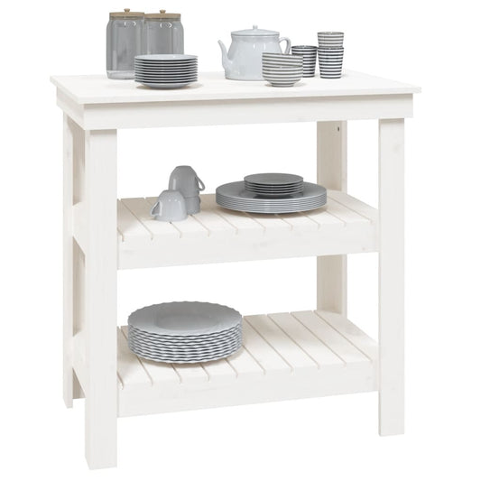 Arbeidsbenk hvit 78,5x50x80 cm heltre furu