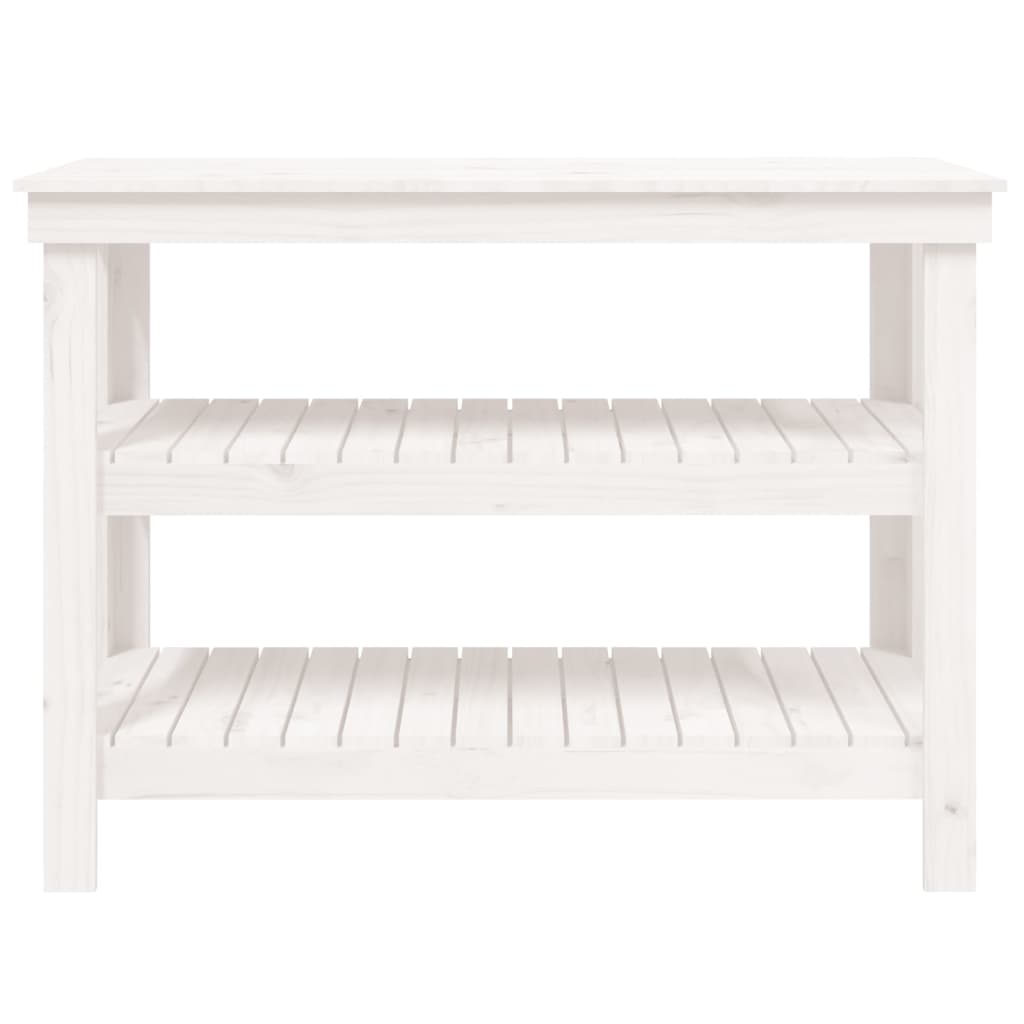 Arbeidsbenk hvit 110,5x50x80 cm heltre furu