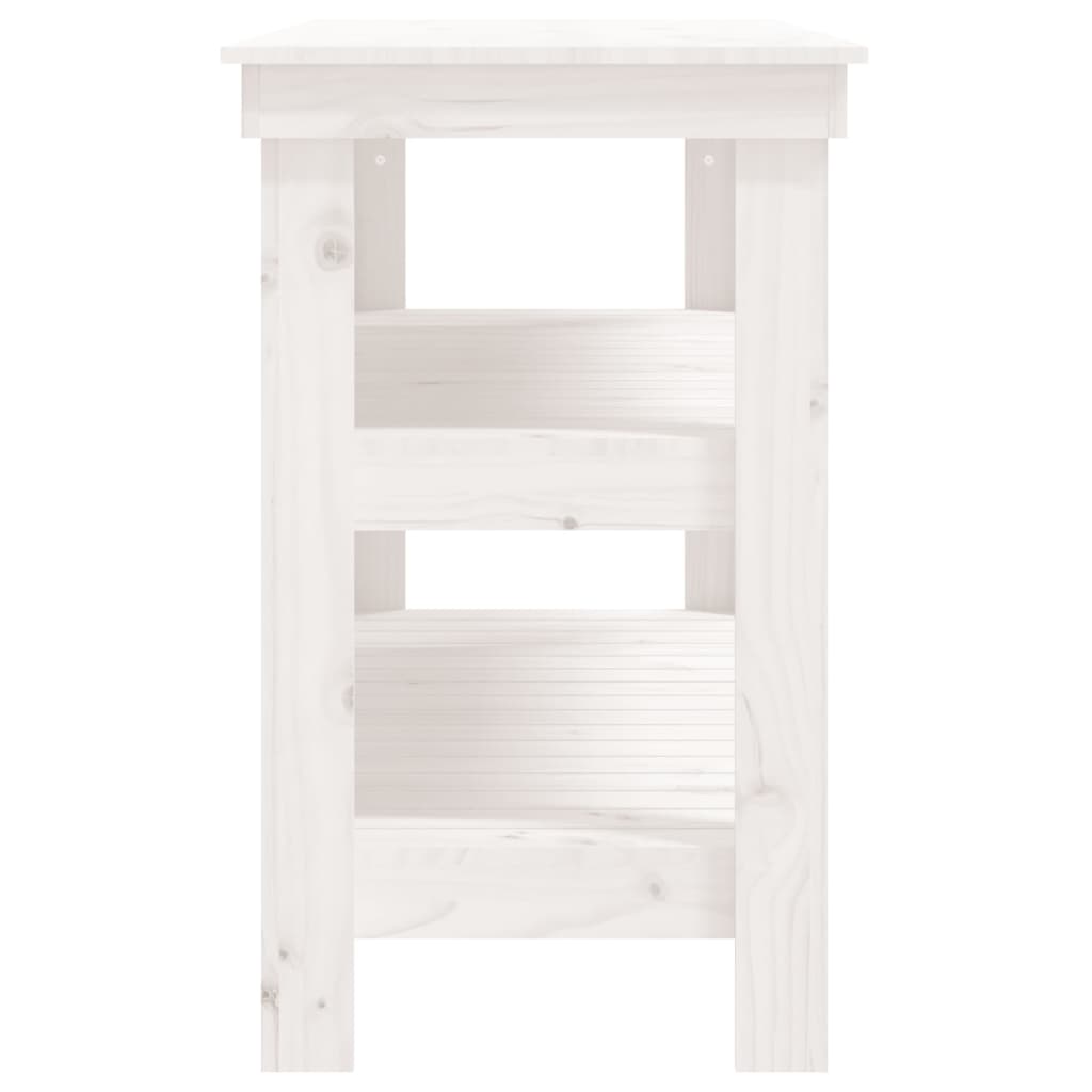 Arbeidsbenk hvit 110,5x50x80 cm heltre furu