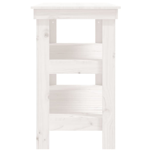 Arbeidsbenk hvit 110,5x50x80 cm heltre furu