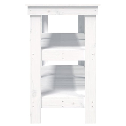 Arbeidsbenk hvit 142,5x50x80 cm heltre furu