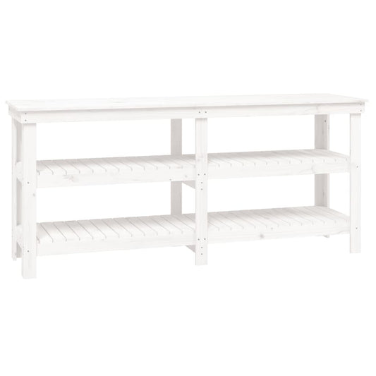 Arbeidsbenk hvit 181x50x80 cm heltre furu