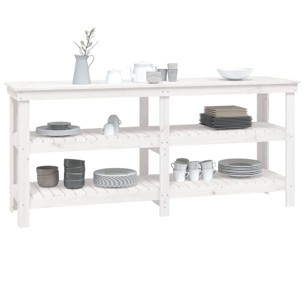 Arbeidsbenk hvit 181x50x80 cm heltre furu