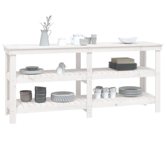 Arbeidsbenk hvit 181x50x80 cm heltre furu
