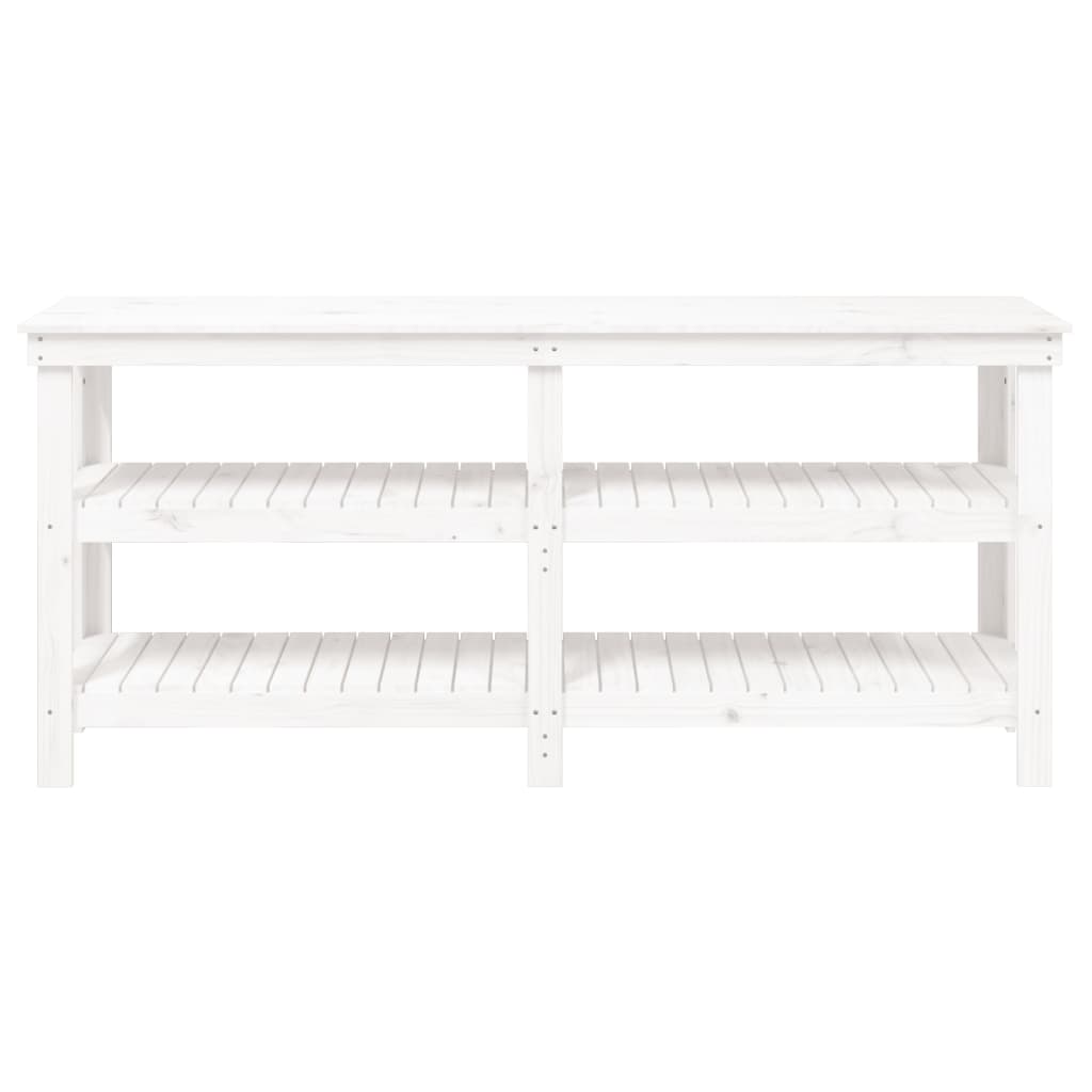 Arbeidsbenk hvit 181x50x80 cm heltre furu