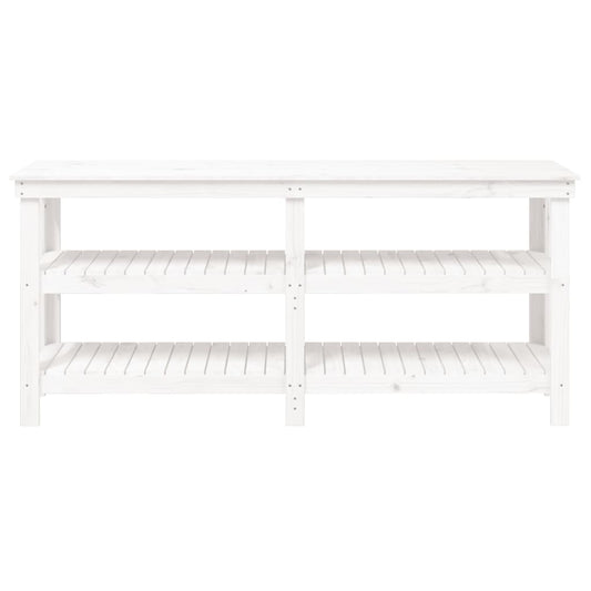 Arbeidsbenk hvit 181x50x80 cm heltre furu