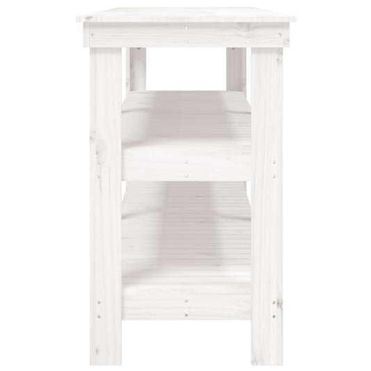 Arbeidsbenk hvit 181x50x80 cm heltre furu