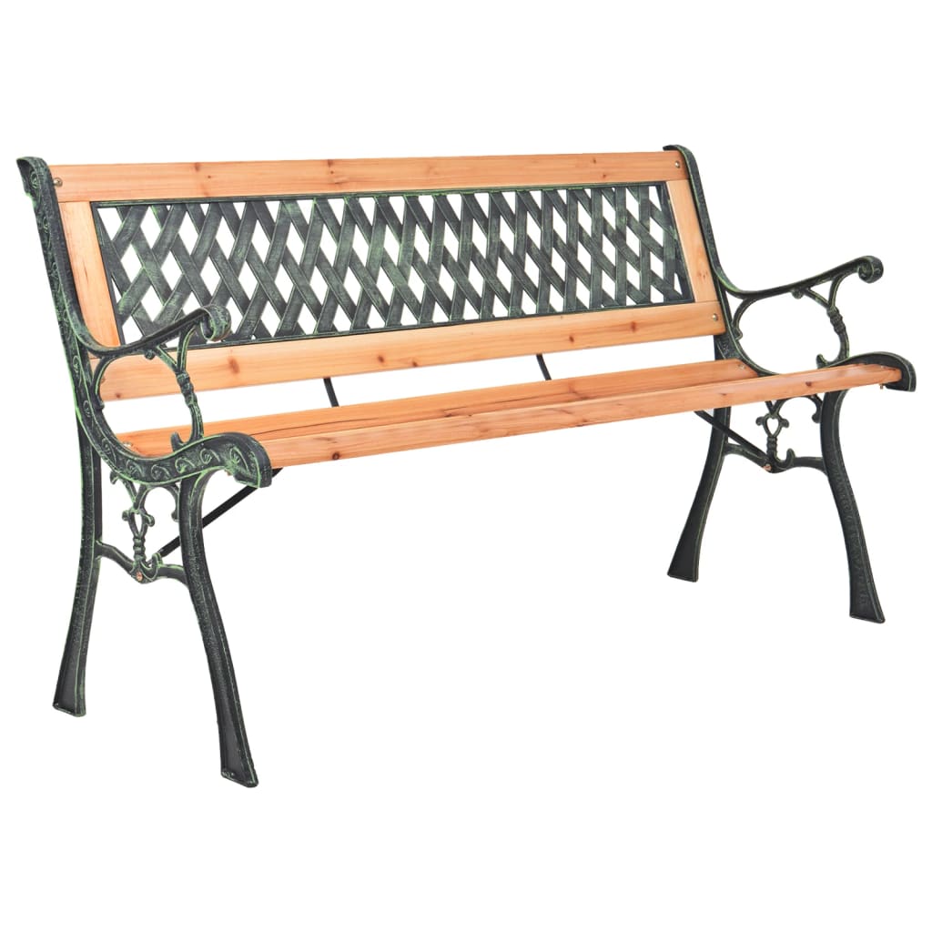 Hagebenk 116 cm støpejern og heltre gran vidaXL