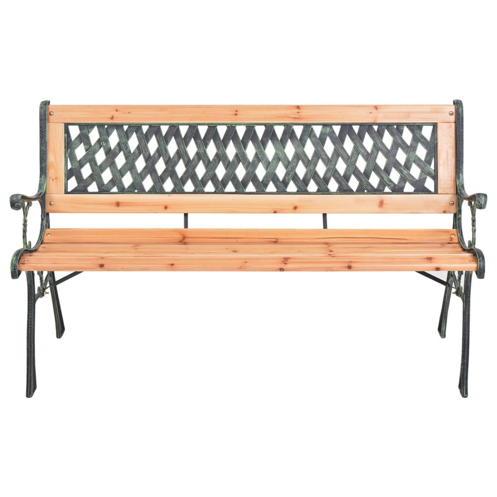 Hagebenk 116 cm støpejern og heltre gran vidaXL