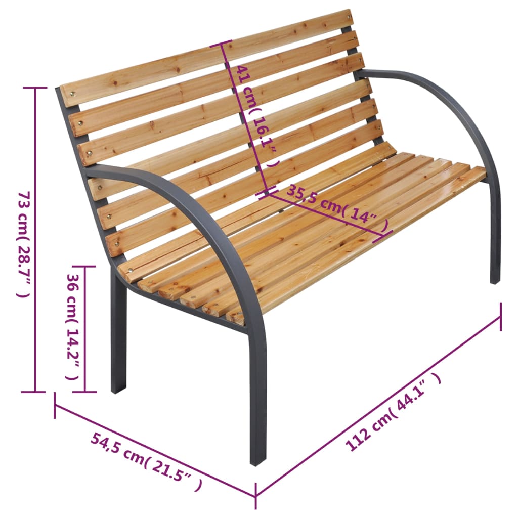 Hagebenk 112 cm heltre gran vidaXL