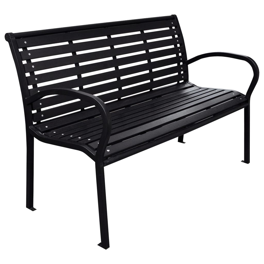 Hagebenk svart 116 cm stål og WPC vidaXL
