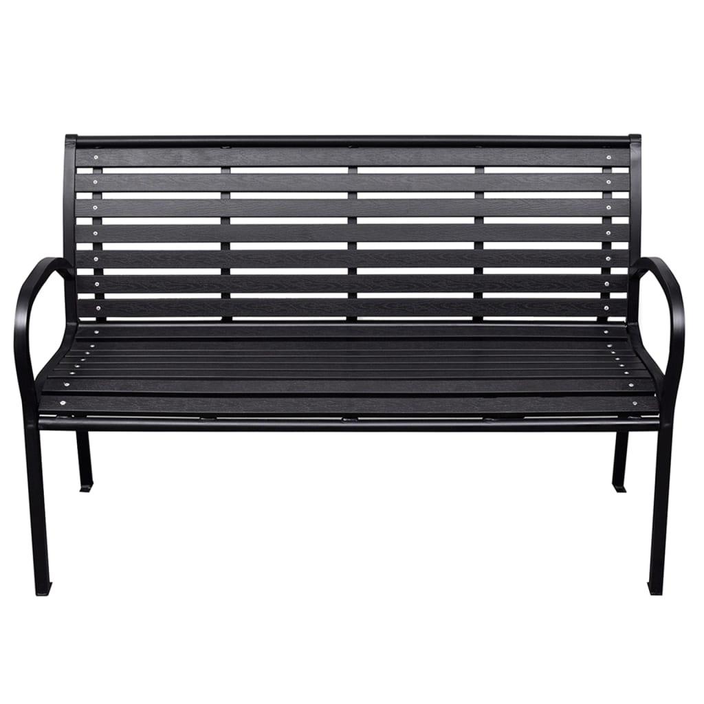 Hagebenk svart 116 cm stål og WPC vidaXL