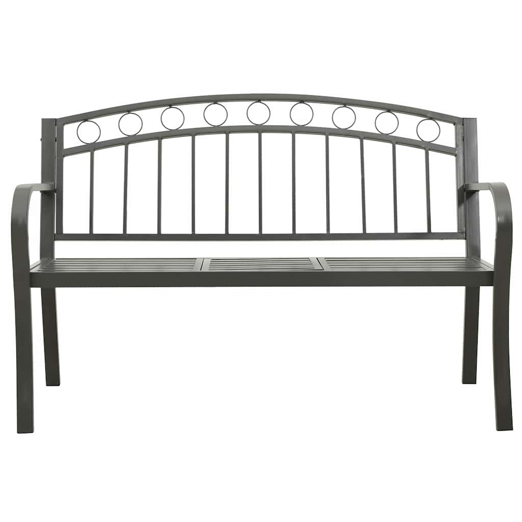 Hagebenk med bord grå 120 cm stål vidaXL