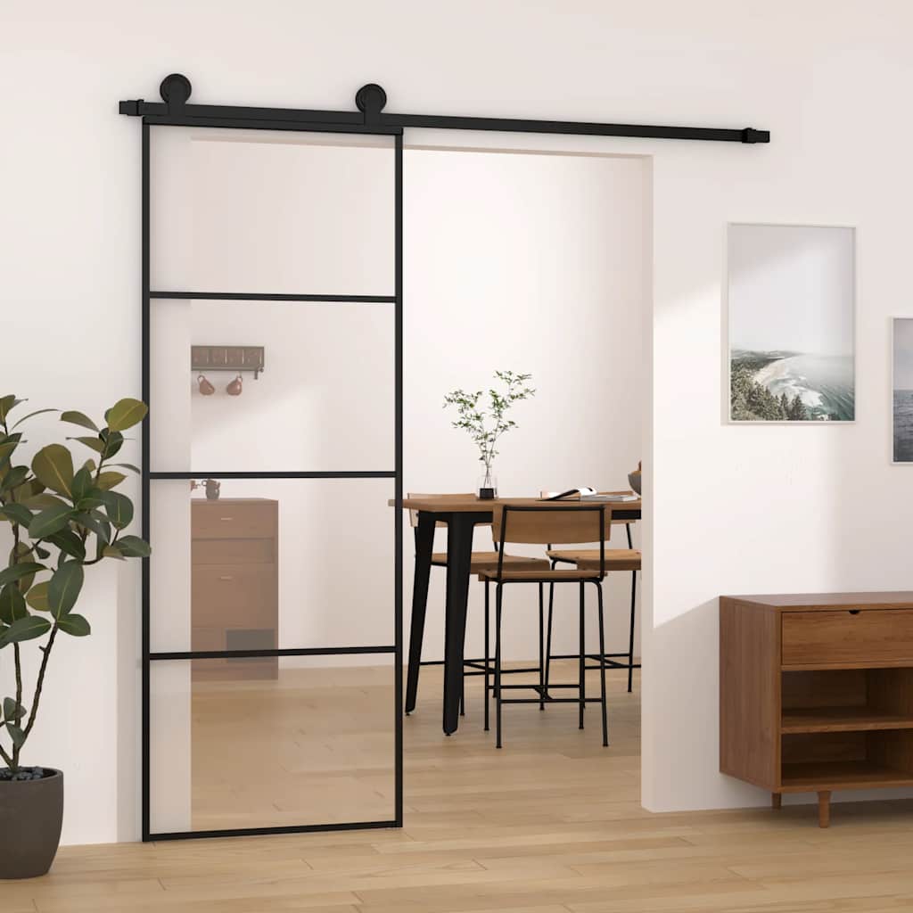 Skyvedør med monteringssett 76x205 cm ESG glass og aluminium
