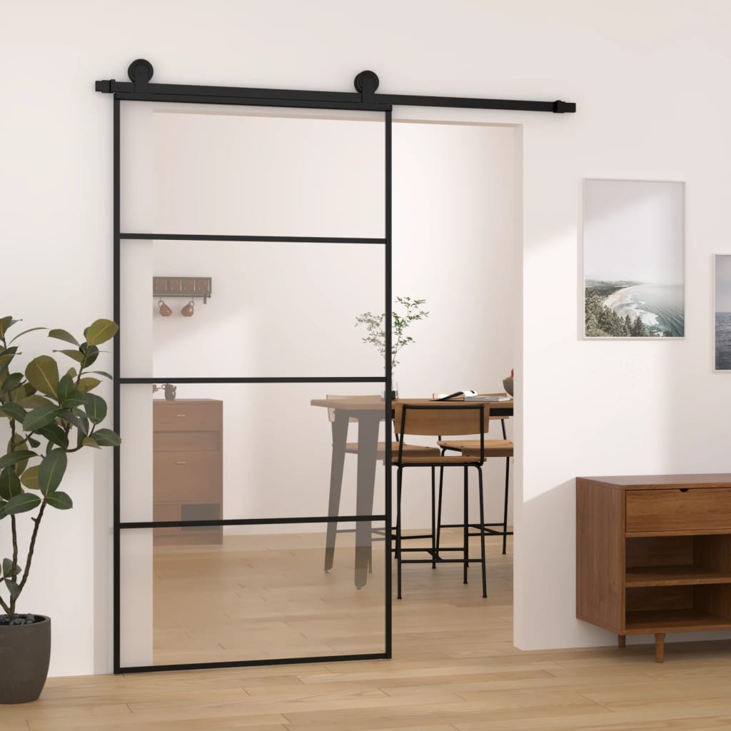 Skyvedør med monteringssett 102,5x205 cm ESG glass og aluminium