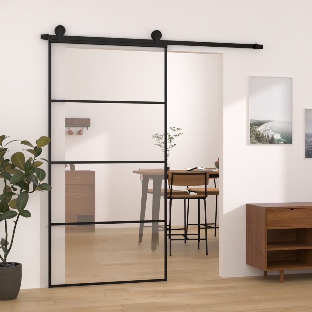 Skyvedør med monteringssett102,5 x 205cm ESG glass og aluminium