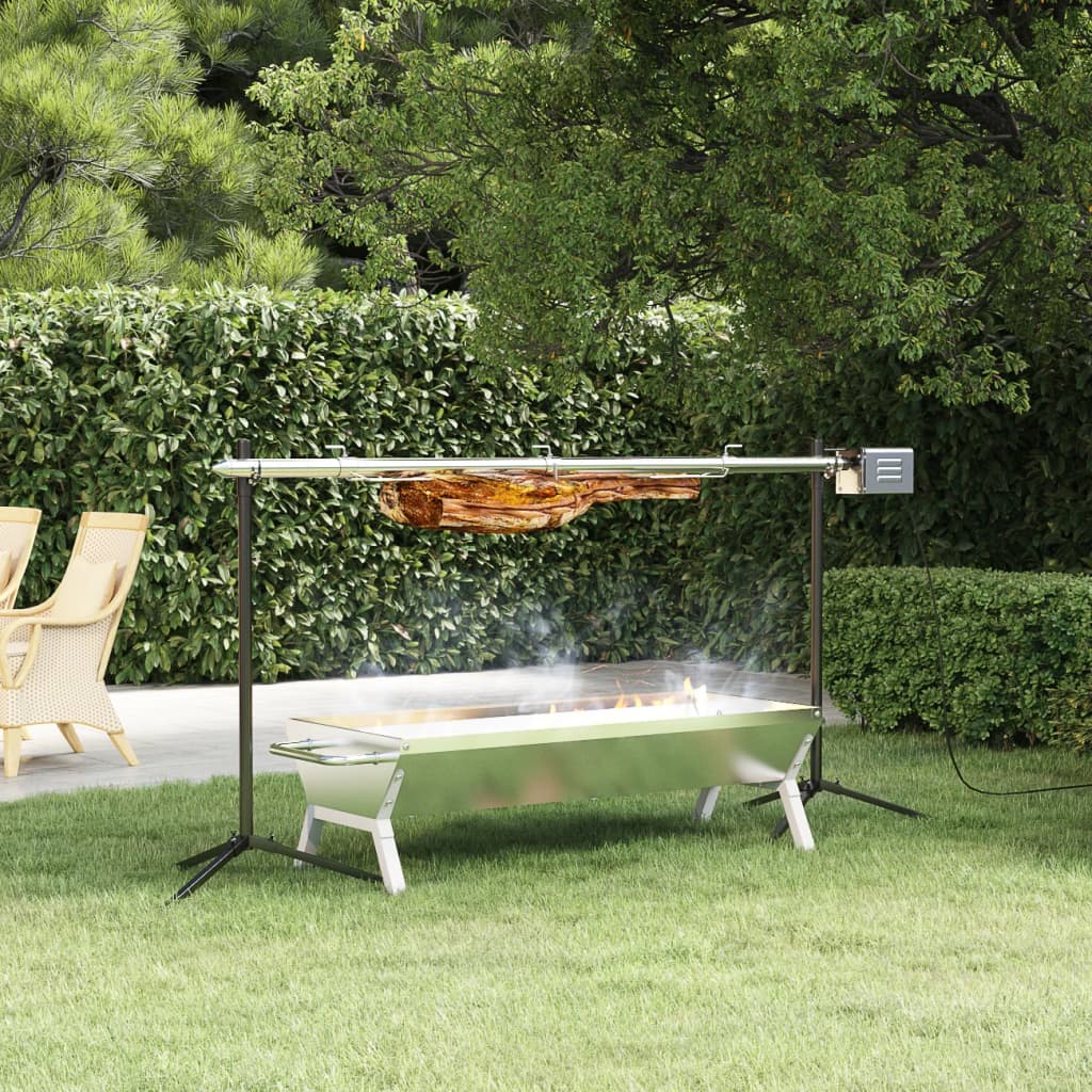 Grillbrett sølv 118x42x30,5 cm rustfritt stål
