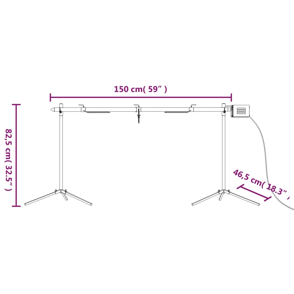 Automatisk grill med motor rustfritt stål 150x46,5x82,5 cm