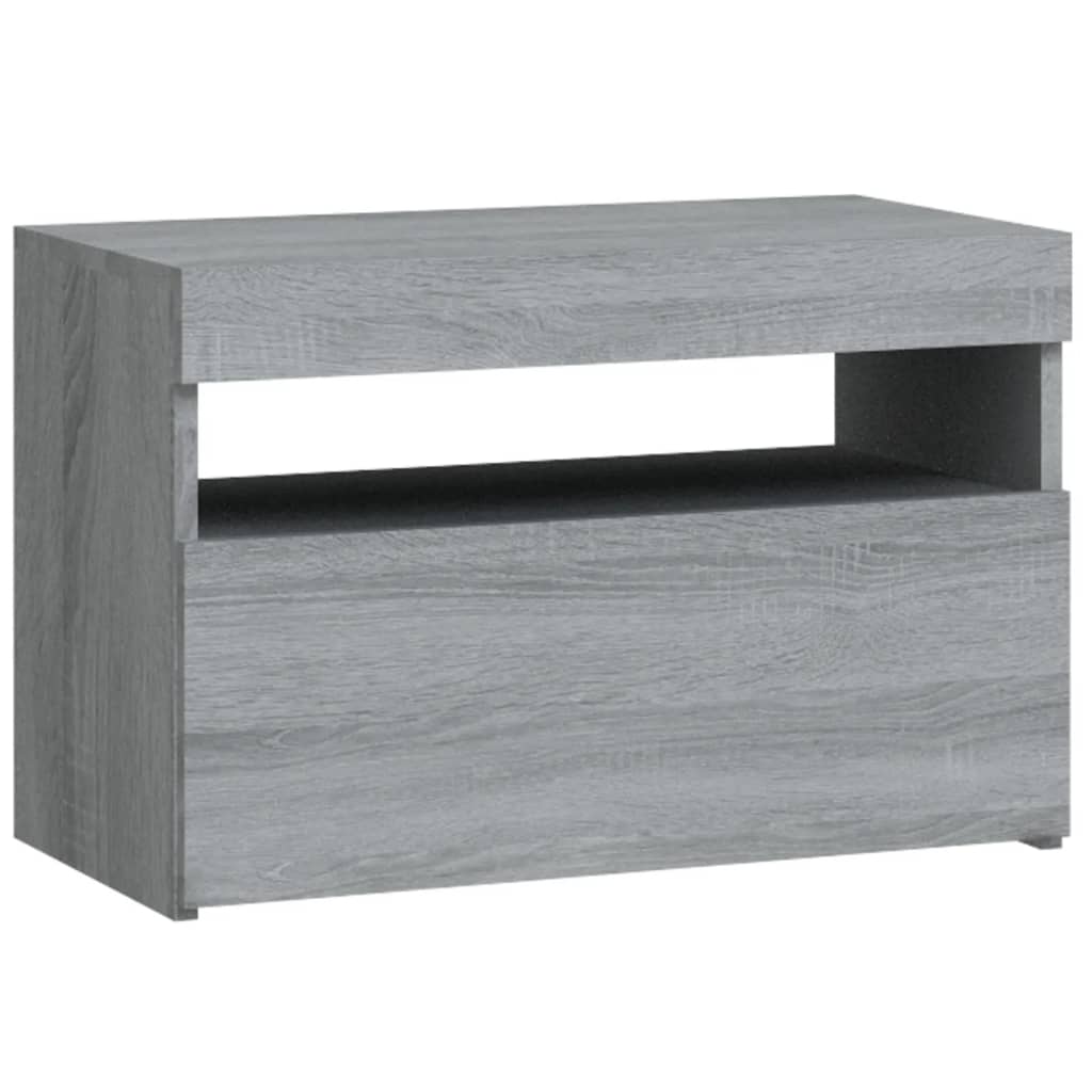 Nattbord med LED grå sonoma 60x35x40 cm