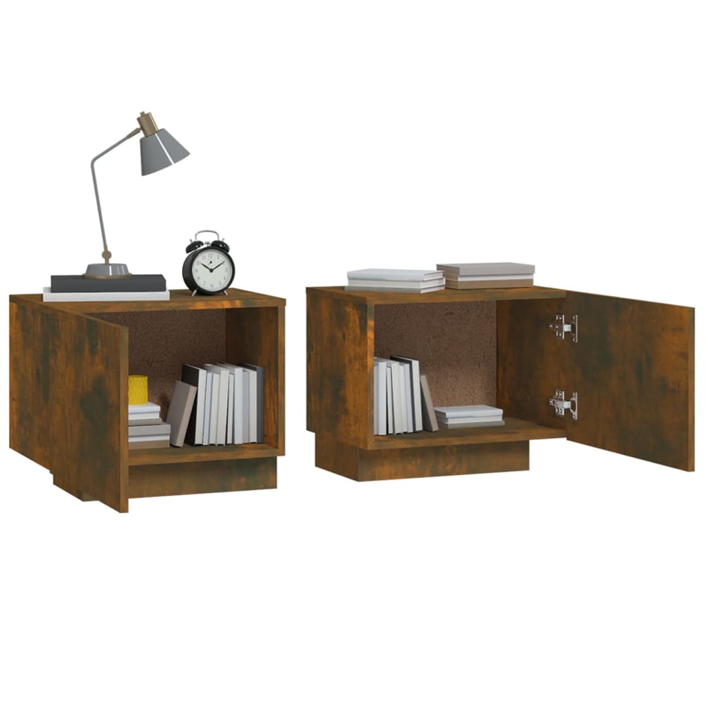 Nattbord røkt eik 100x35x40 cm konstruert tre vidaXL