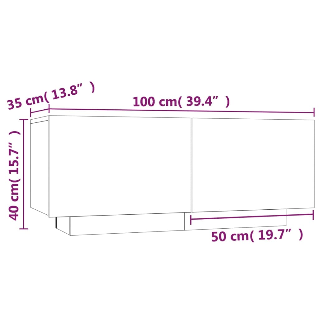 Nattbord røkt eik 100x35x40 cm konstruert tre vidaXL