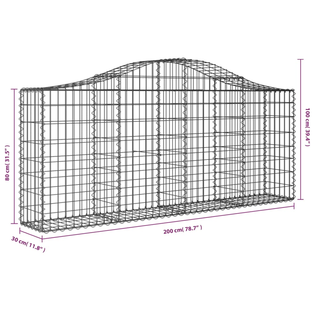 Gabionkurv buet 200x30x80/100 cm galvanisert jern