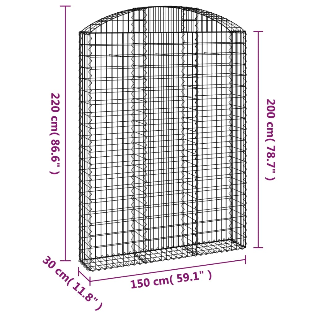 Gabionkurv buet 150x30x200/220 cm galvanisert jern