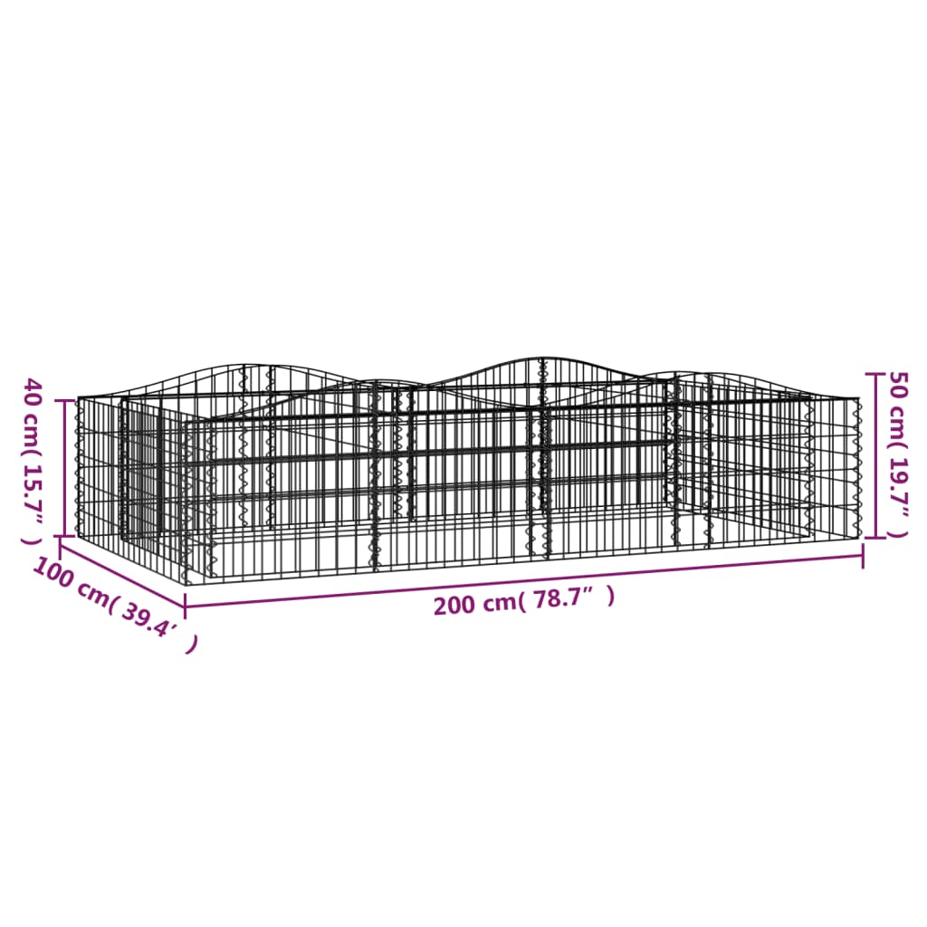 Buet gabion høybed 200x100x50 cm galvanisert jern