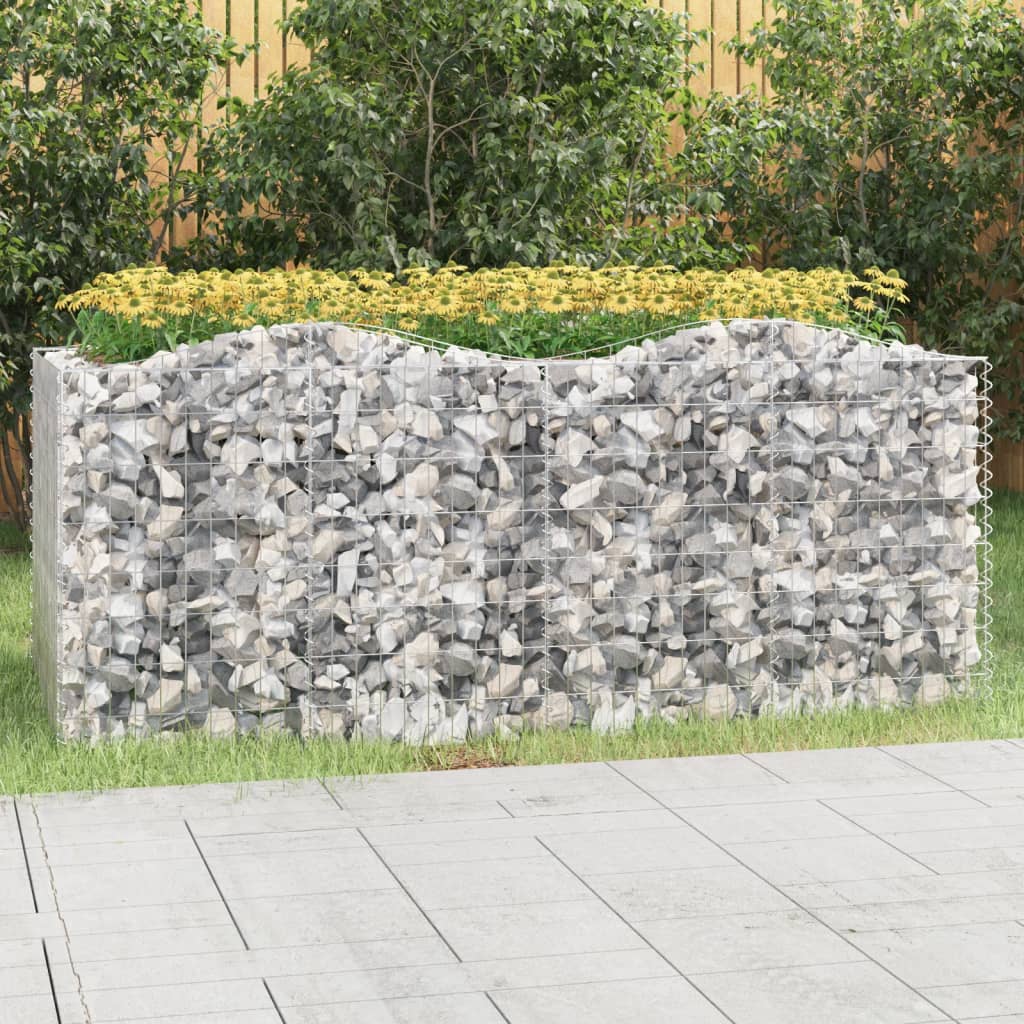 Buet gabion høybed 200x100x100 cm galvanisert jern vidaXL