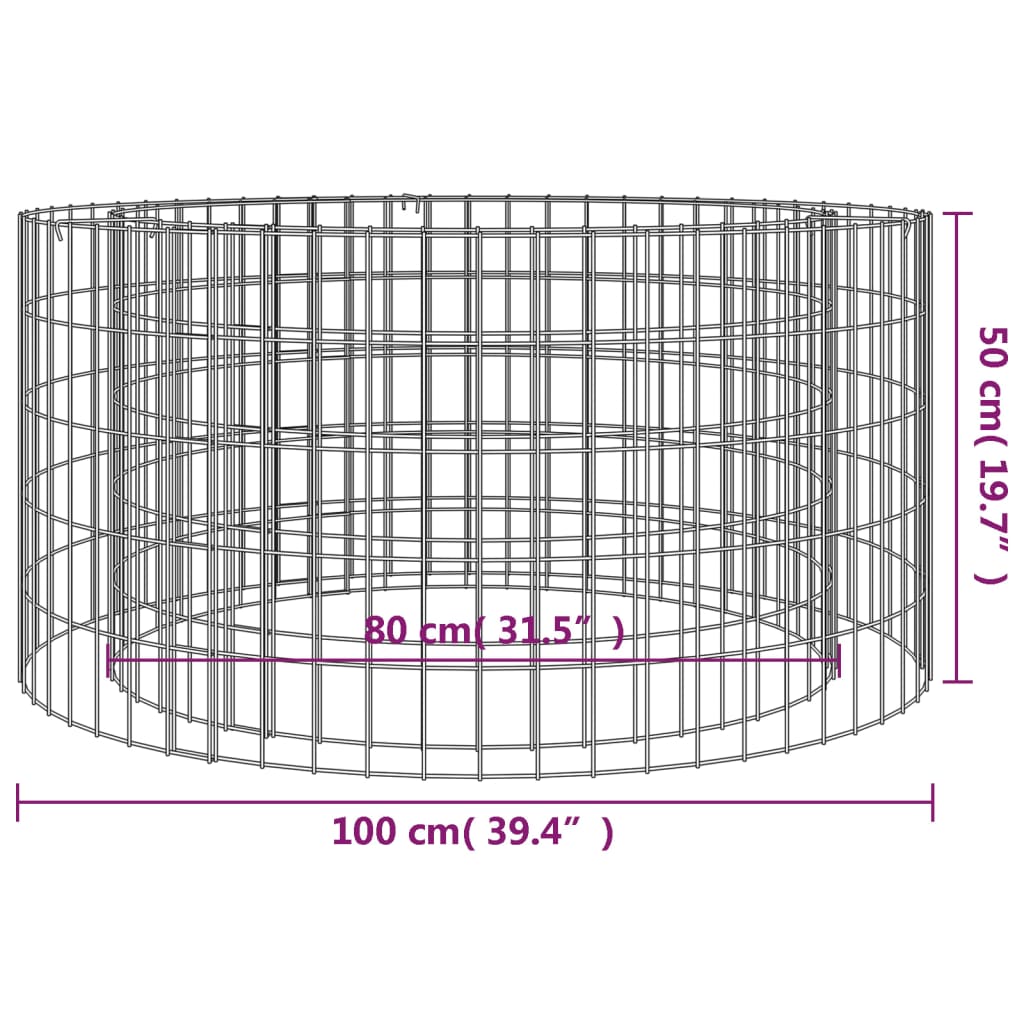 Gabion bålstativ Ø 100 cm galvanisert jern