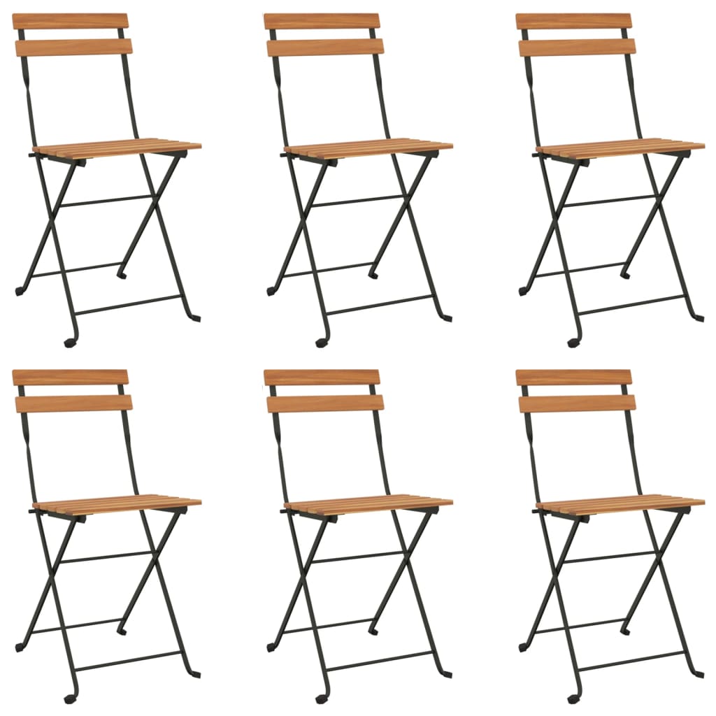 Sammenleggbare bistrostoler 6 stk heltre teak og stål