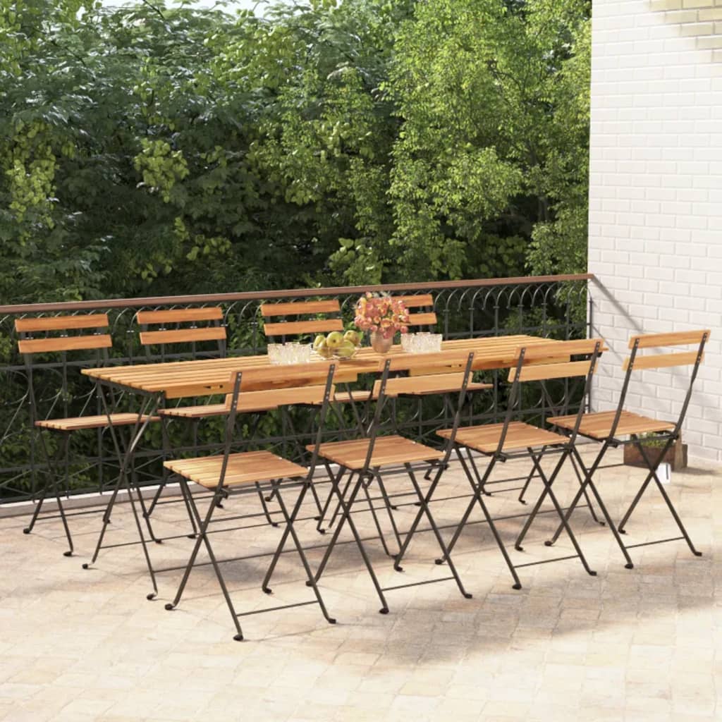 Sammenleggbare bistrostoler 8 stk heltre teak og stål
