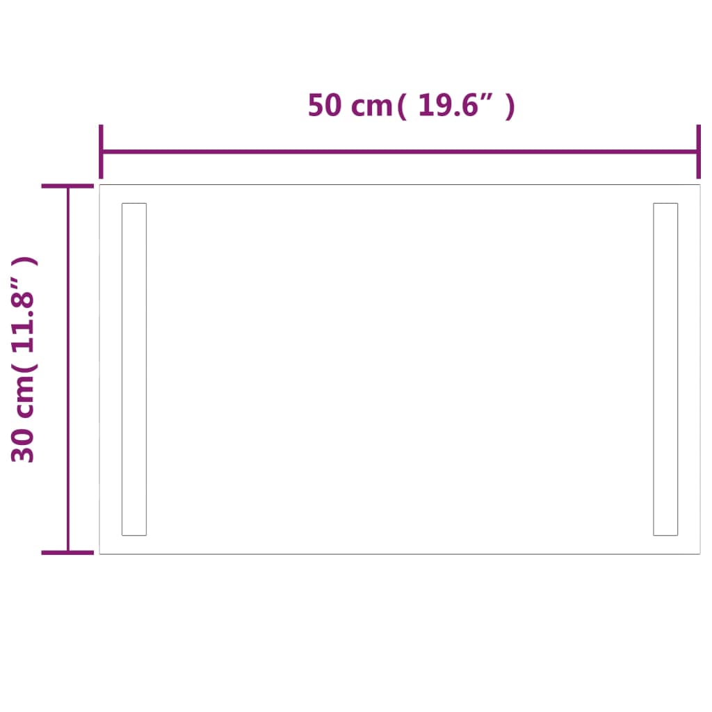 Baderomsspeil med LED 30x50 cm