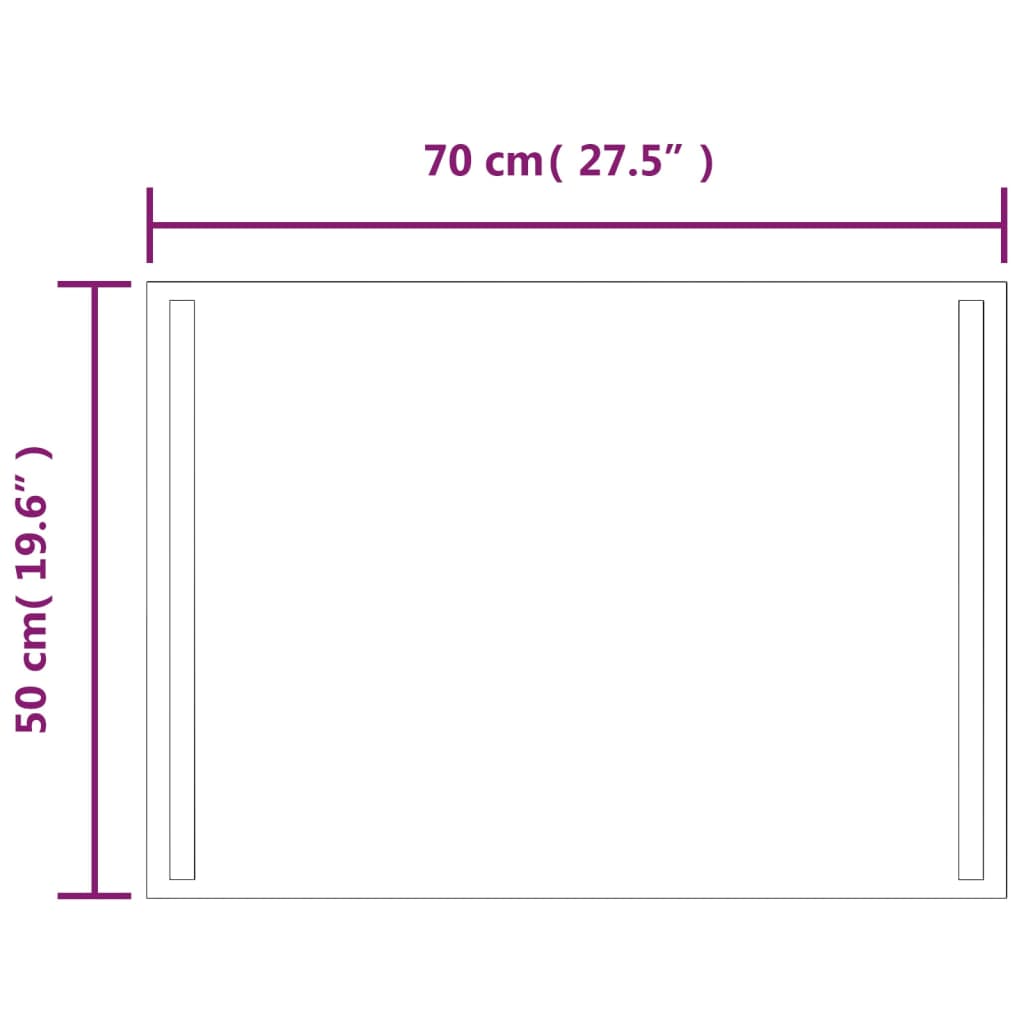 Baderomsspeil med LED 50x70 cm