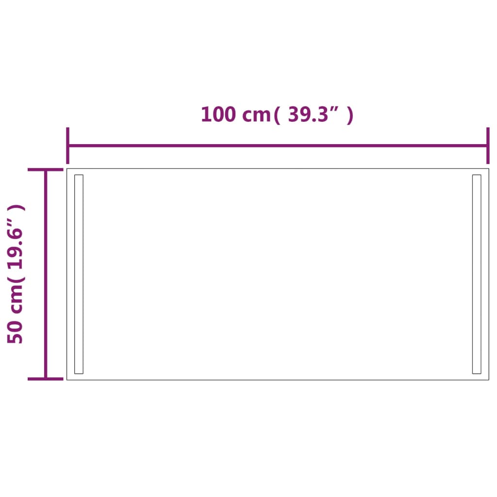 Baderomsspeil med LED 50x100 cm