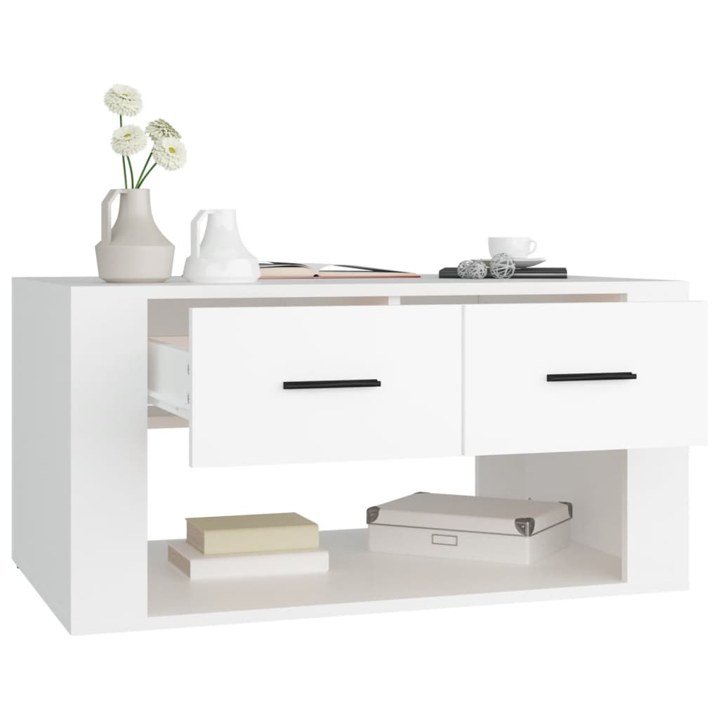 Salongbord hvit 80x50x40 cm konstruert tre