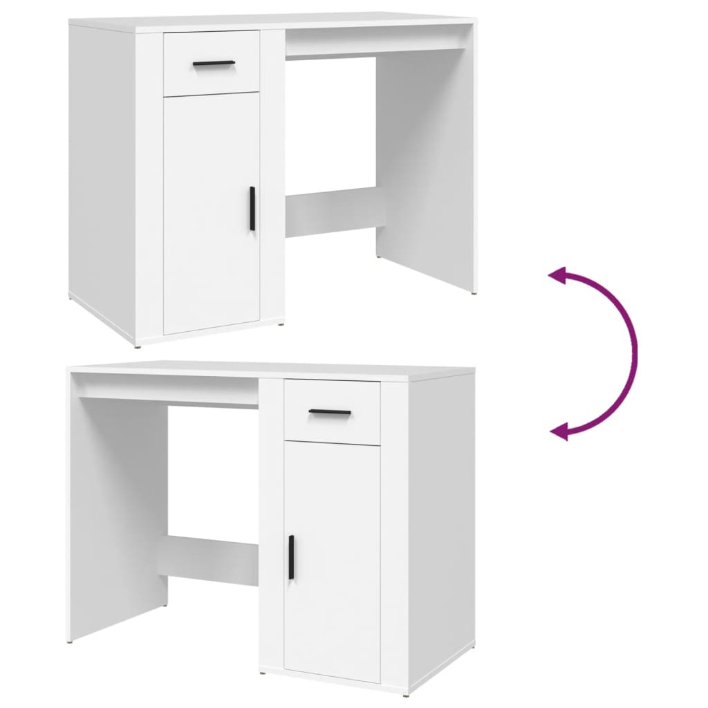 Skrivebord hvit 100x49x75 cm konstruert tre