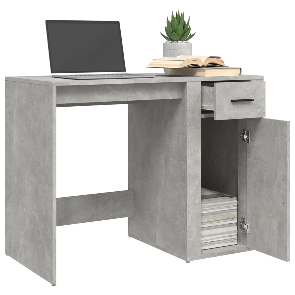 Skrivebordskap betonggrå 100x49x75 cm konstruert tre